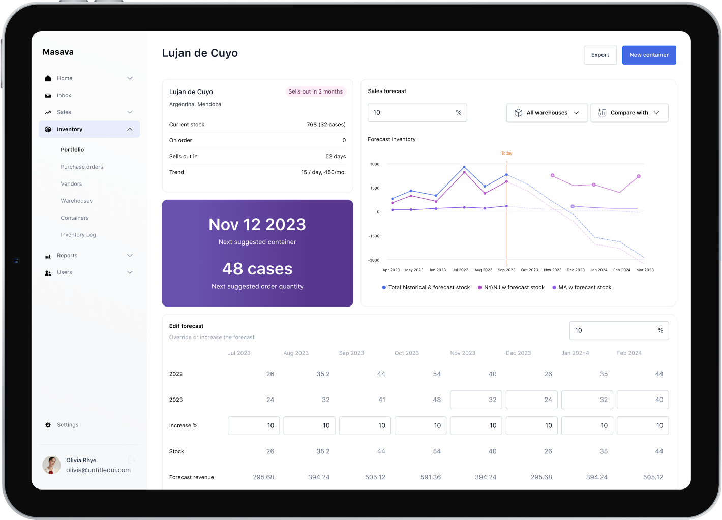 Masava Dashboard ilustration on IPad